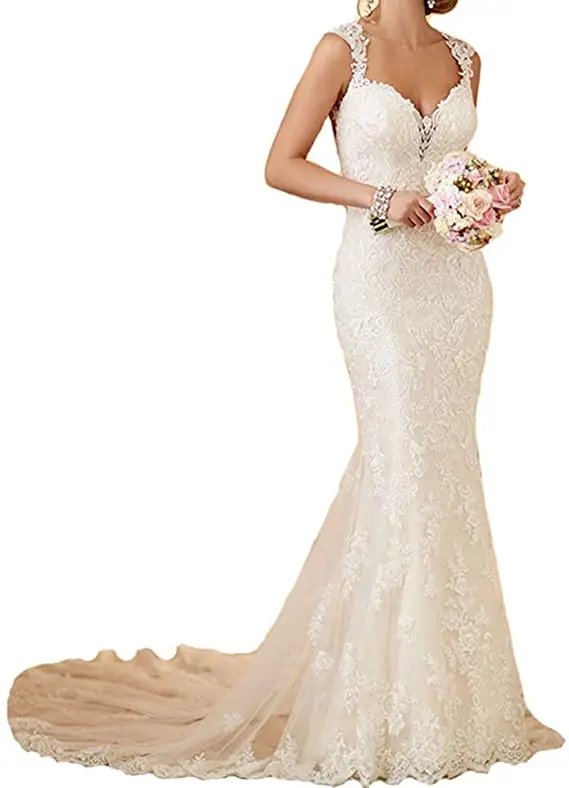 Lace Mermaid Wedding Dresses 2022 robe de mariage Long Train Backless Wedding Gown Appliques Sleeveles
Lace Mermaid Wedding Dresses 2022 robe de mariage Long Train Backless Wedding Gown Appliques Sleeveles