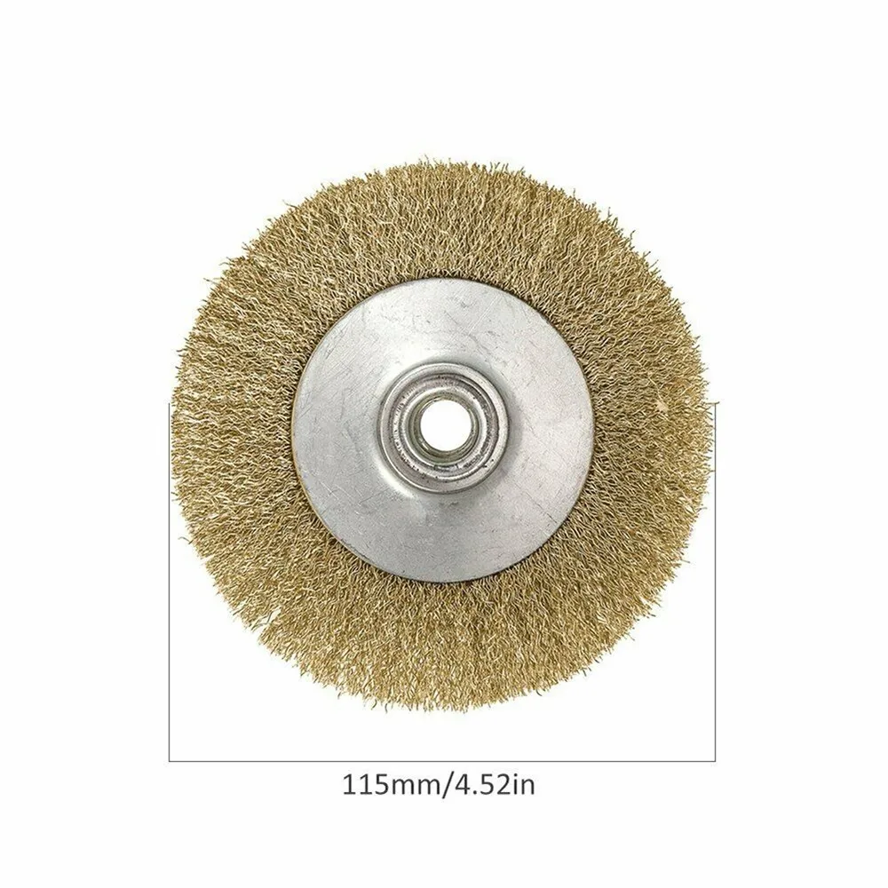 115mm Round Steel Wire Brush Copper Plating Steel Wire Brush Polishing Rotary Wheel With A M14 Angle Grinder Drill Adaptor
115mm Round Steel Wire Brush Copper Plating Steel Wire Brush Polishing Rotary Wheel With A M14 Angle Grinder Drill Adaptor