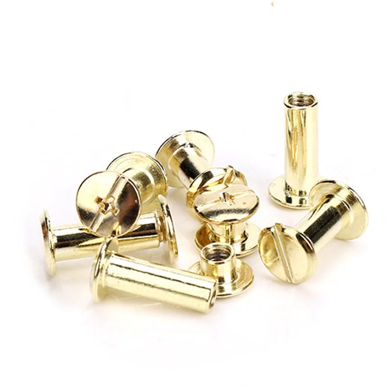 

10pcs Metal Light Gold Binding Chicago Screws Studs Rivets Slotted Belt Screw for DIY Photo Album Desk Menu Wallet Fasteners