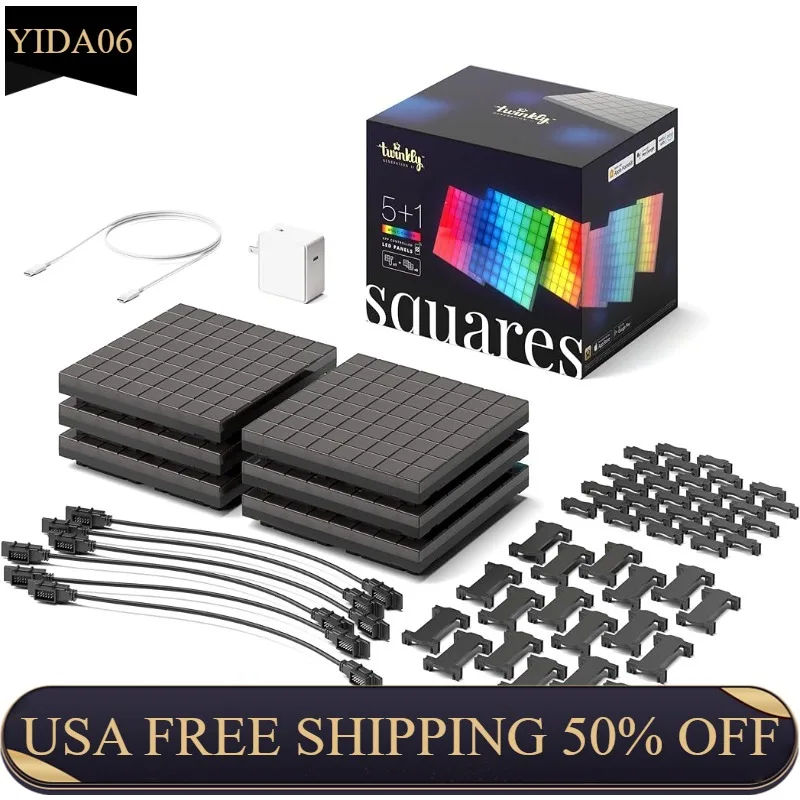 Square Starter Kit-App-управляемые фотопанели с 64 RGB (16 миллионов цветов) пикселями. Черный. 1 мастер-плитка + 5 удлинителей
Square Starter Kit-App-управляемые фотопанели с 64 RGB (16 миллионов цветов) пикселями. Черный. 1 мастер-плитка + 5 удлинителей