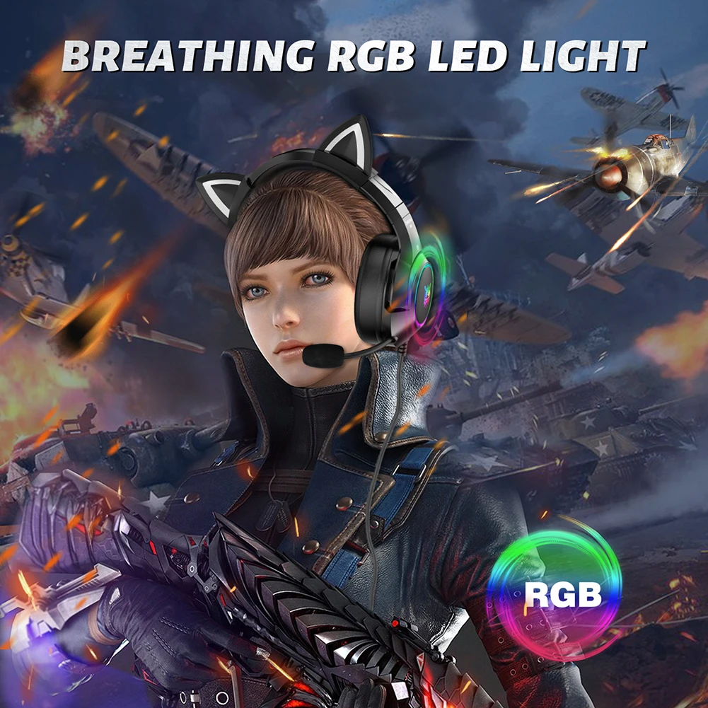 ONIKUMA K9 Headphones Cute Cat Ears Wired Headphones Microphone 7.1 Surround with RGB Atmosphere Light for PC Gamer
ONIKUMA K9 Headphones Cute Cat Ears Wired Headphones Microphone 7.1 Surround with RGB Atmosphere Light for PC Gamer