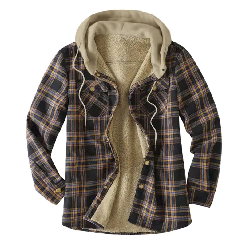 Casual Hooded Plaid Fleece Shirts For Men Fall Winter Thick Warm Velvet Lined Flannel Shirt Jacket Man Camisas De Hombre
Casual Hooded Plaid Fleece Shirts For Men Fall Winter Thick Warm Velvet Lined Flannel Shirt Jacket Man Camisas De Hombre