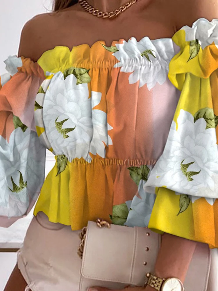 Summer Fashion Women Floral Print Slash Neck Off Shoulder Folds Crop Tops 2022 Elegant Femme Puff Sleeve Corset Lady Outfits Top
Summer Fashion Women Floral Print Slash Neck Off Shoulder Folds Crop Tops 2022 Elegant Femme Puff Sleeve Corset Lady Outfits Top