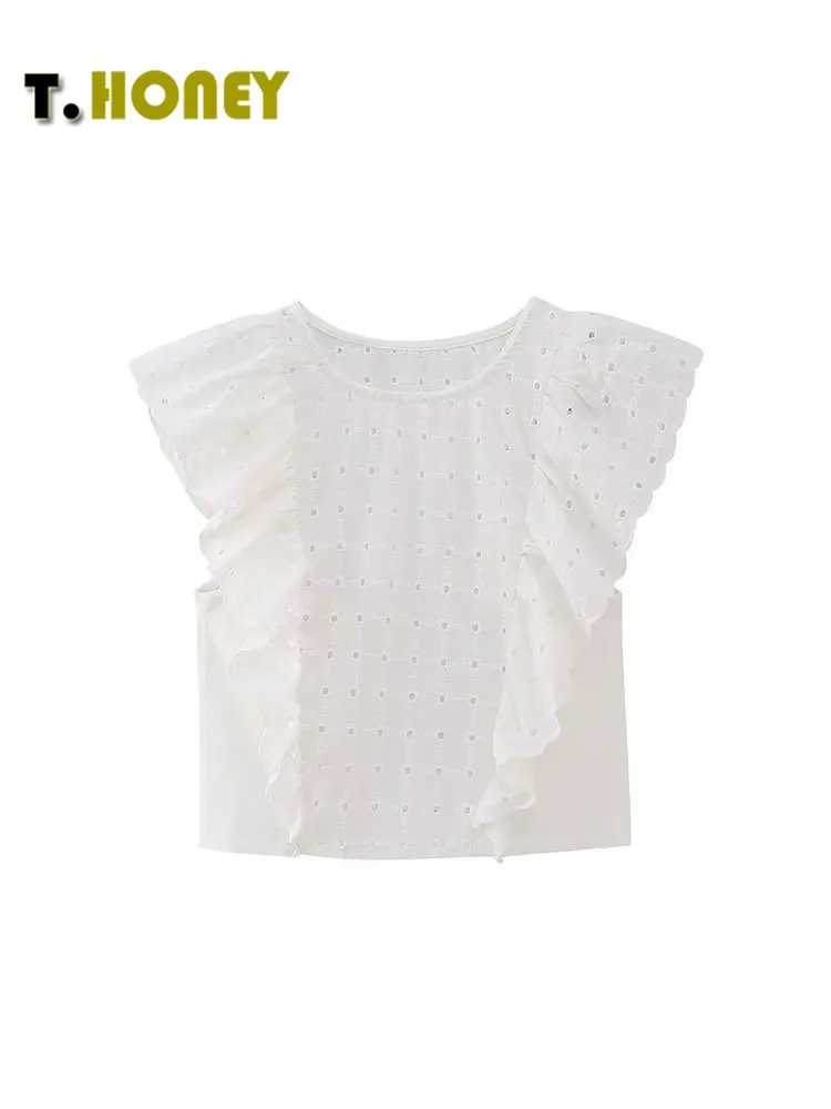 TELLHONEY Women Fashion O-Neck Hollow Out Pleats Tops Female Casual Sleeveless Slim Fitting Chic White Crop Pullover
TELLHONEY Women Fashion O-Neck Hollow Out Pleats Tops Female Casual Sleeveless Slim Fitting Chic White Crop Pullover