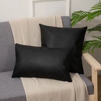 Lychee Grain PU Leather Cushion Cover for Sofa Car Home Decorative Pillowcase Zipper Pillow Cover