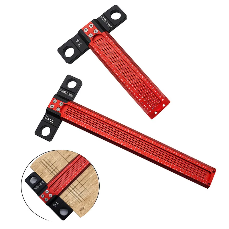 Woodworking Scribe T-type Ruler Marking Gauge DIY Measuring Tools Aluminum Hole Scribing Ruler Line Drawing Measuring Tool
Woodworking Scribe T-type Ruler Marking Gauge DIY Measuring Tools Aluminum Hole Scribing Ruler Line Drawing Measuring Tool