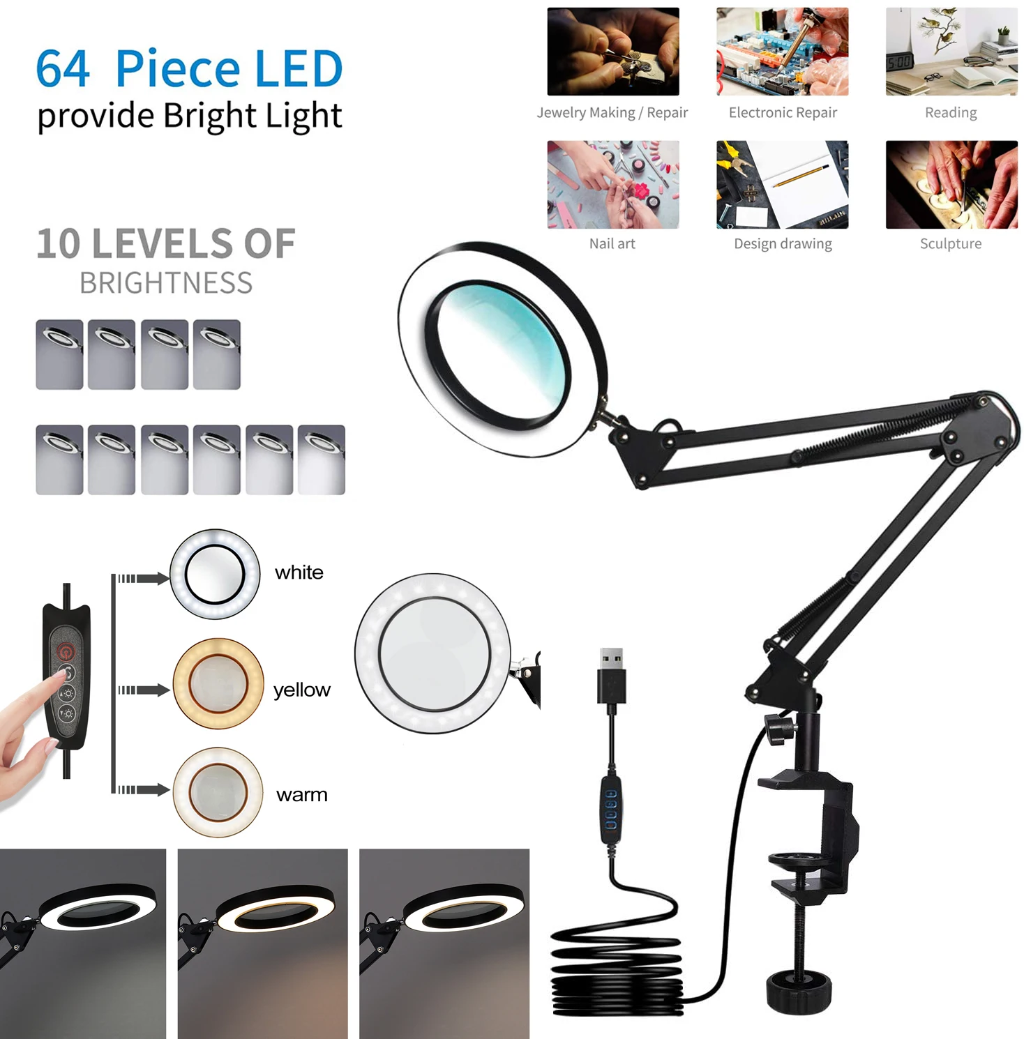 2021 NEW Magnifying Glass With LED Lights Foldable Reading Lamp Cosmetologist Magnifier Lamp Three Dimming Modes For Close Work
2021 NEW Magnifying Glass With LED Lights Foldable Reading Lamp Cosmetologist Magnifier Lamp Three Dimming Modes For Close Work