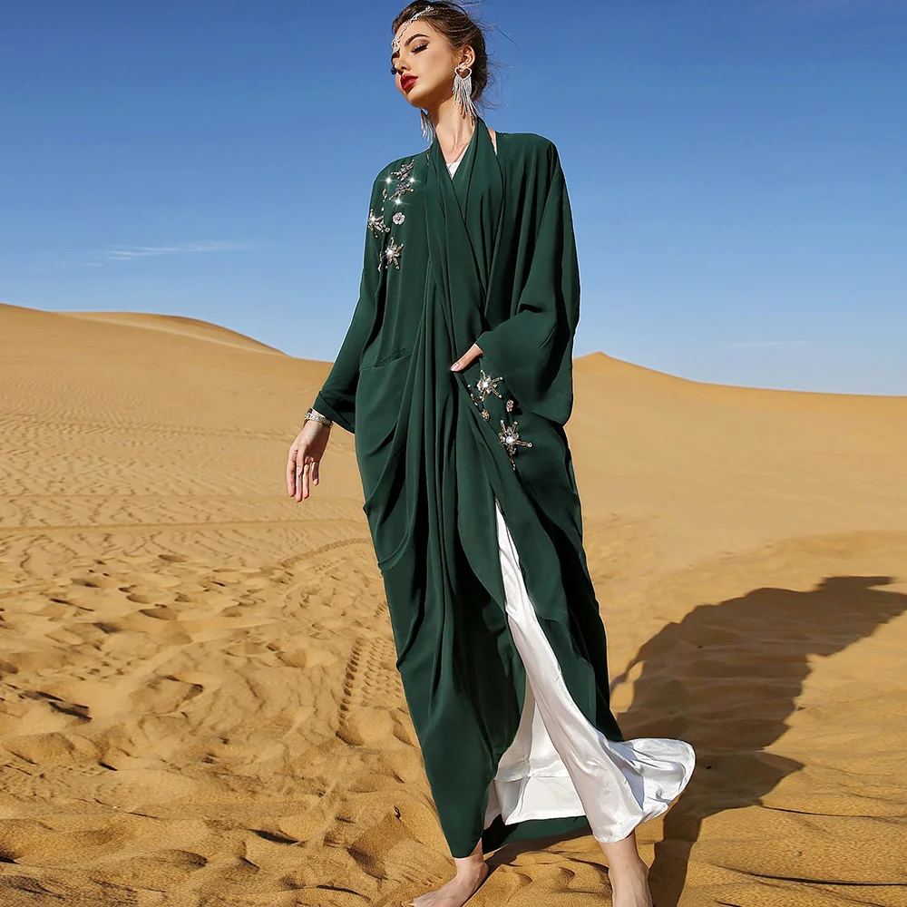 Casual Green Open Abaya Shawls For Veils Woman Moroccan Caftan Dress Robe Long Islamic Clothing Jellaba Gown Feminine Muslim
Casual Green Open Abaya Shawls For Veils Woman Moroccan Caftan Dress Robe Long Islamic Clothing Jellaba Gown Feminine Muslim