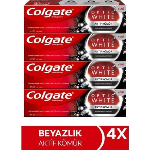 

4 pcs 50 ML Colgate Optic White activated charcoal soft Mineral cleaning whitening toothpaste 4x50 ml toothpaste Ferah breath M