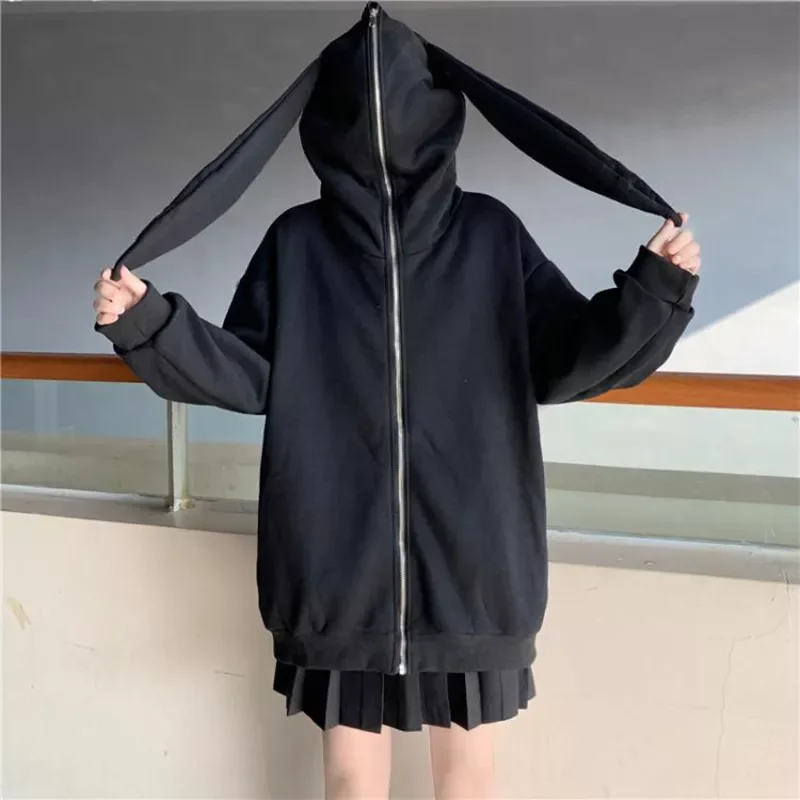 2022NEW Cute Sweatshirts Women Casual Autumn Winter Zipper Rabbits Long Ears Hoodies Funny Harajuku Tops Hoodie Black Outwear
2022NEW Cute Sweatshirts Women Casual Autumn Winter Zipper Rabbits Long Ears Hoodies Funny Harajuku Tops Hoodie Black Outwear