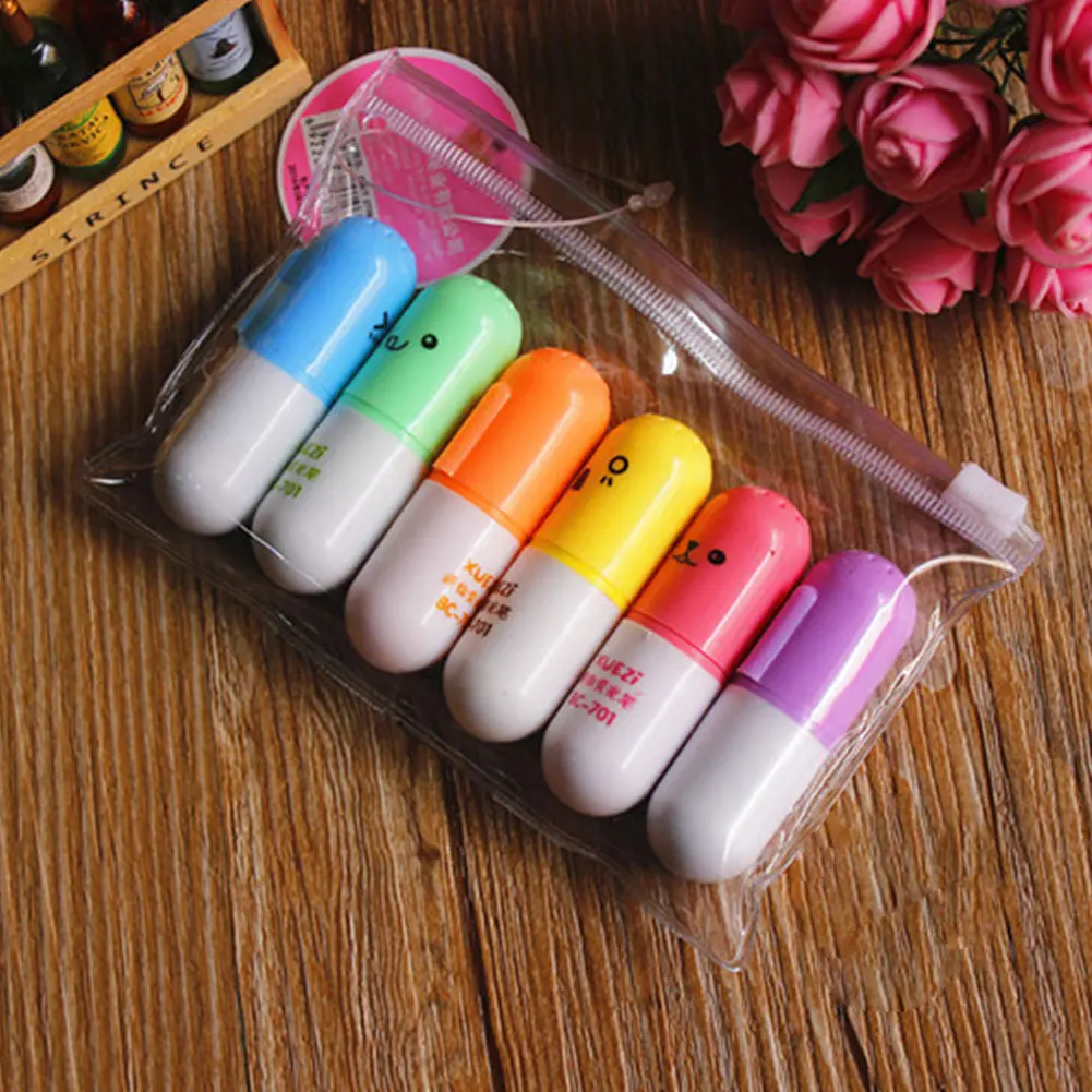 6pcs/pack Drawing Mini Fashion Highlighter Pens Painting Portable Smiling Face Cute School Office Marker Fluorescent Pastel
6pcs/pack Drawing Mini Fashion Highlighter Pens Painting Portable Smiling Face Cute School Office Marker Fluorescent Pastel