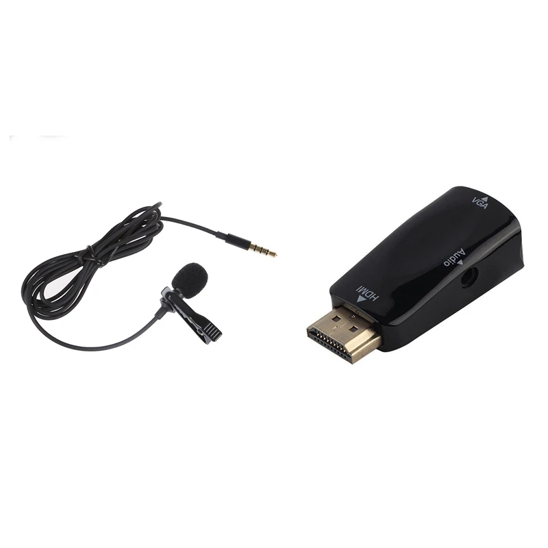 Lavalier Lapel Clip-On Omnidirectional Miniphone With 1080P HDMI Male To VGA Female Adapter Video Converter
Lavalier Lapel Clip-On Omnidirectional Miniphone With 1080P HDMI Male To VGA Female Adapter Video Converter