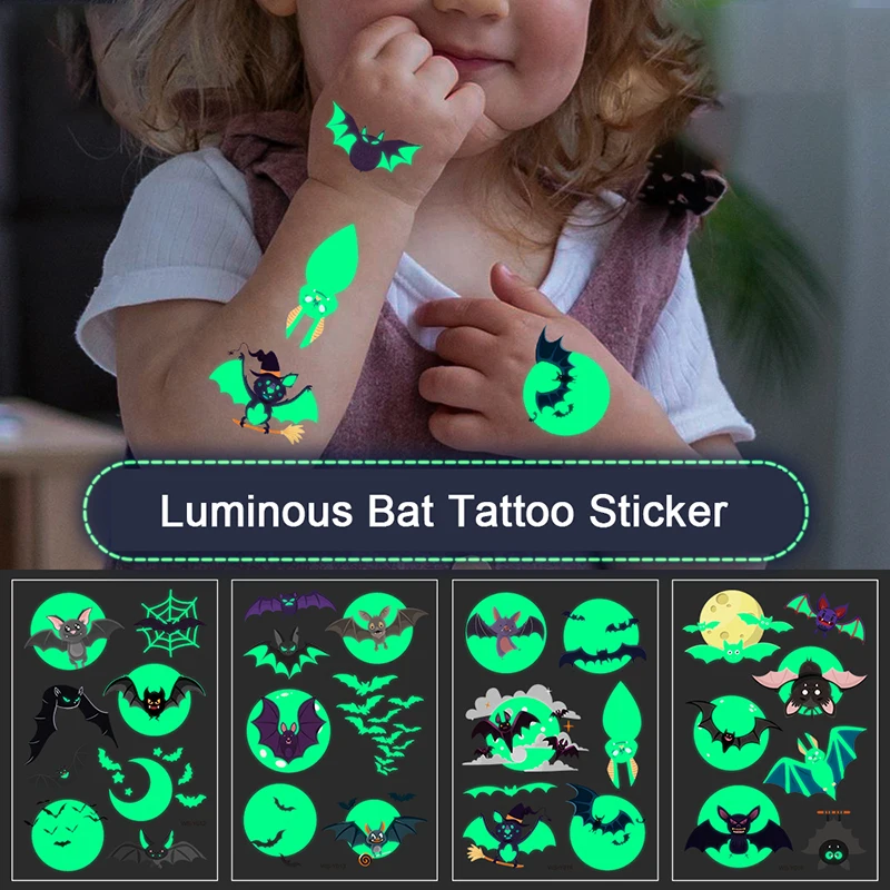 Halloween Bat Fluorescent Temporary Tattoo Sticker 5pcs Safe Funny Waterproof Fake Tattoo Sticker Hand Art Drawing Tattoo Poster
Halloween Bat Fluorescent Temporary Tattoo Sticker 5pcs Safe Funny Waterproof Fake Tattoo Sticker Hand Art Drawing Tattoo Poster
