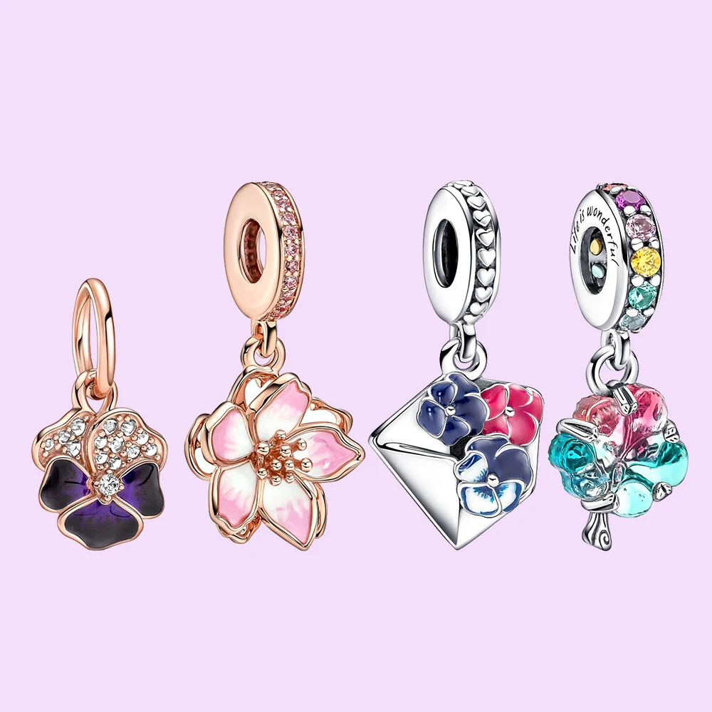925 Silver Cherry Blossom Dangle Charm Fit For Pandora Trendy Bracelet Necklace Making Exquisite Woman Jewelry Gift
925 Silver Cherry Blossom Dangle Charm Fit For Pandora Trendy Bracelet Necklace Making Exquisite Woman Jewelry Gift