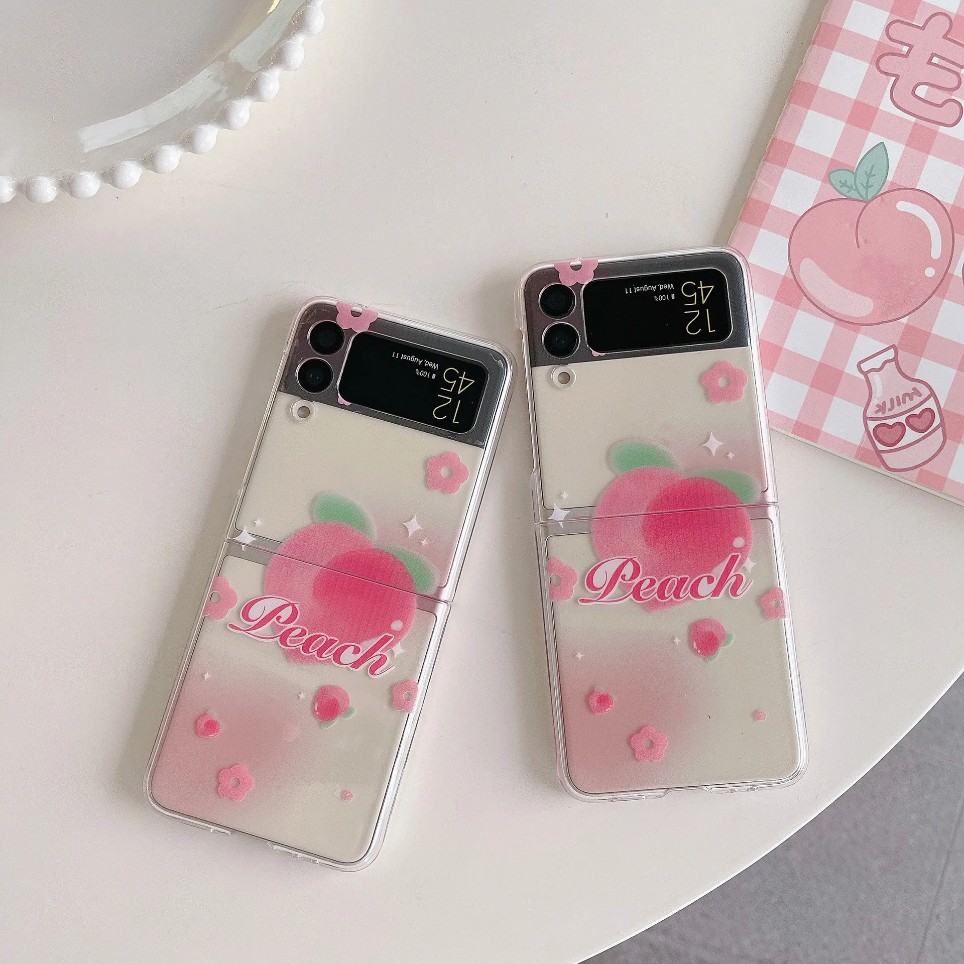 Ins Cute Peach Transparent Phone Case for Samsung Galaxy Z Flip 4 3 Hard Cover for ZFlip3 Zflip4 Solid Shell Bracket
Ins Cute Peach Transparent Phone Case for Samsung Galaxy Z Flip 4 3 Hard Cover for ZFlip3 Zflip4 Solid Shell Bracket