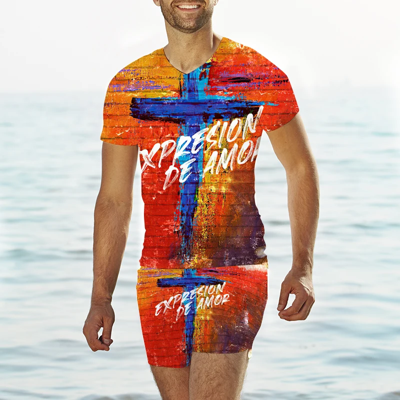 Men's Sports Suit T-shirt + Shorts Workout Clothes 2-piece Set of Multicolor 3D blue crux Pattern Short-sleeved Sportswear
Men's Sports Suit T-shirt + Shorts Workout Clothes 2-piece Set of Multicolor 3D blue crux Pattern Short-sleeved Sportswear