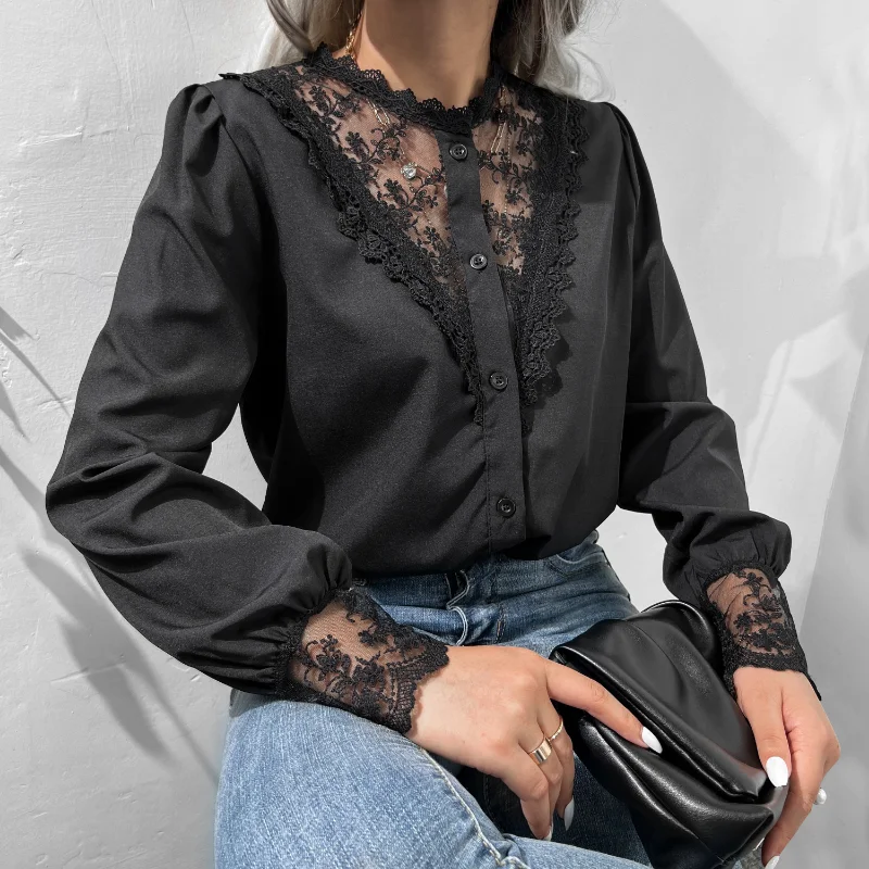 Elegant Office Lady Loose Clothes Autumn Fashion Vintage Lantern Sleeve Spliced Mesh Blouse White Lace Shirt Women Blouse 26218
Elegant Office Lady Loose Clothes Autumn Fashion Vintage Lantern Sleeve Spliced Mesh Blouse White Lace Shirt Women Blouse 26218