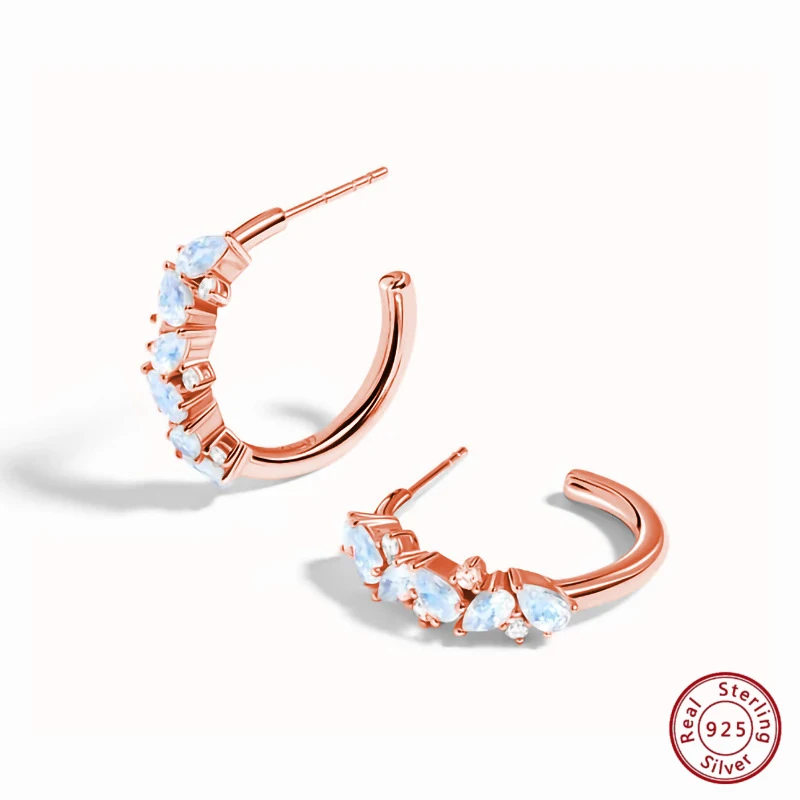 Сверкающие серьги из серебра S925 с лунным камнем и каплей воды, элегантные и очаровательные 
Сверкающие серьги из серебра S925 с лунным камнем и каплей воды, элегантные и очаровательные