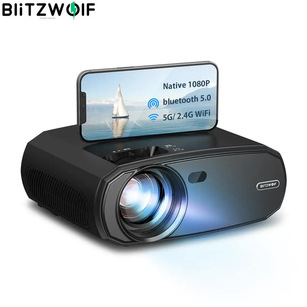 BlitzWolf full hd 1080p 4k Projector 2.4G/5G WIFI Cast Screen Mirroring 6000 Lumens Home Theater Video Projector with 2 Speakers
BlitzWolf full hd 1080p 4k Projector 2.4G/5G WIFI Cast Screen Mirroring 6000 Lumens Home Theater Video Projector with 2 Speakers