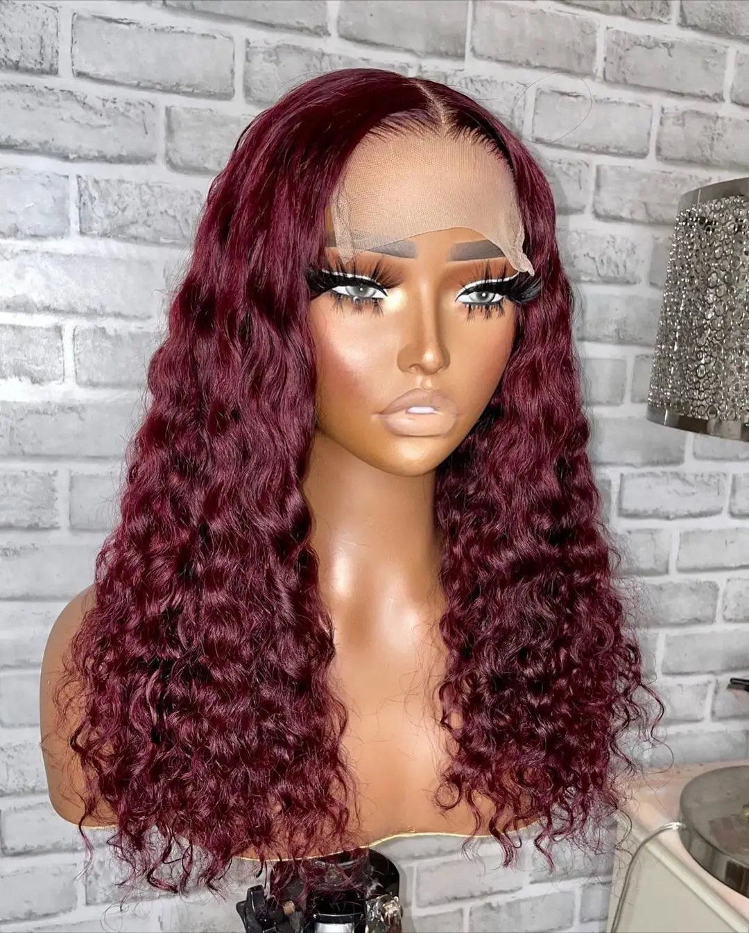 1B 99j Burgundy Deep Wave 13x4 Lace Front Human Hair Wigs Red Colored Curly Lace Brazilian Hair Highlight Frontal Wig For Women
1B 99j Burgundy Deep Wave 13x4 Lace Front Human Hair Wigs Red Colored Curly Lace Brazilian Hair Highlight Frontal Wig For Women