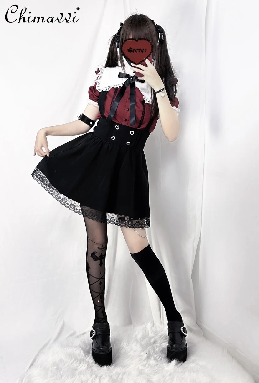 Customized Original Mine Mass-Produced Square Collar Bow Shirt Short Sleeve Tops Heart Buckle Strap Skirt Two Piece Set
Customized Original Mine Mass-Produced Square Collar Bow Shirt Short Sleeve Tops Heart Buckle Strap Skirt Two Piece Set