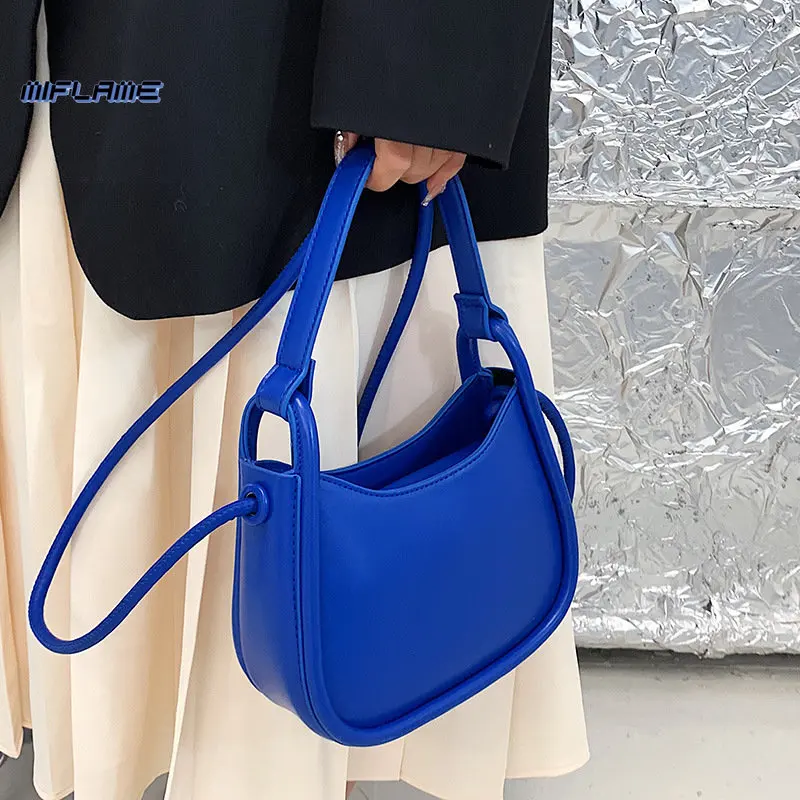 

High Sense Klein Blue Solid Color Handbag 2022 New Foreign Style Single Shoulder Bag Spring Women Designer Texture Messenger Bag