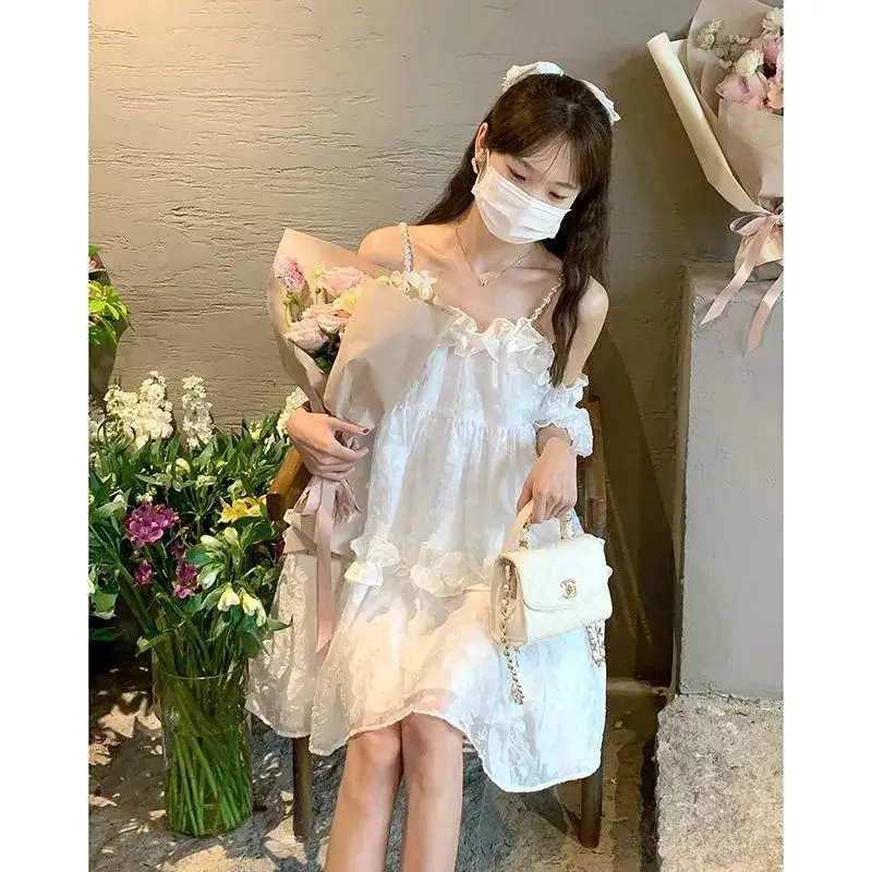 First Love Little White Dress Puff Sleeve Princess Dress Summer French Super Fairy Wood Ears Suspender Dress women clothing
First Love Little White Dress Puff Sleeve Princess Dress Summer French Super Fairy Wood Ears Suspender Dress women clothing