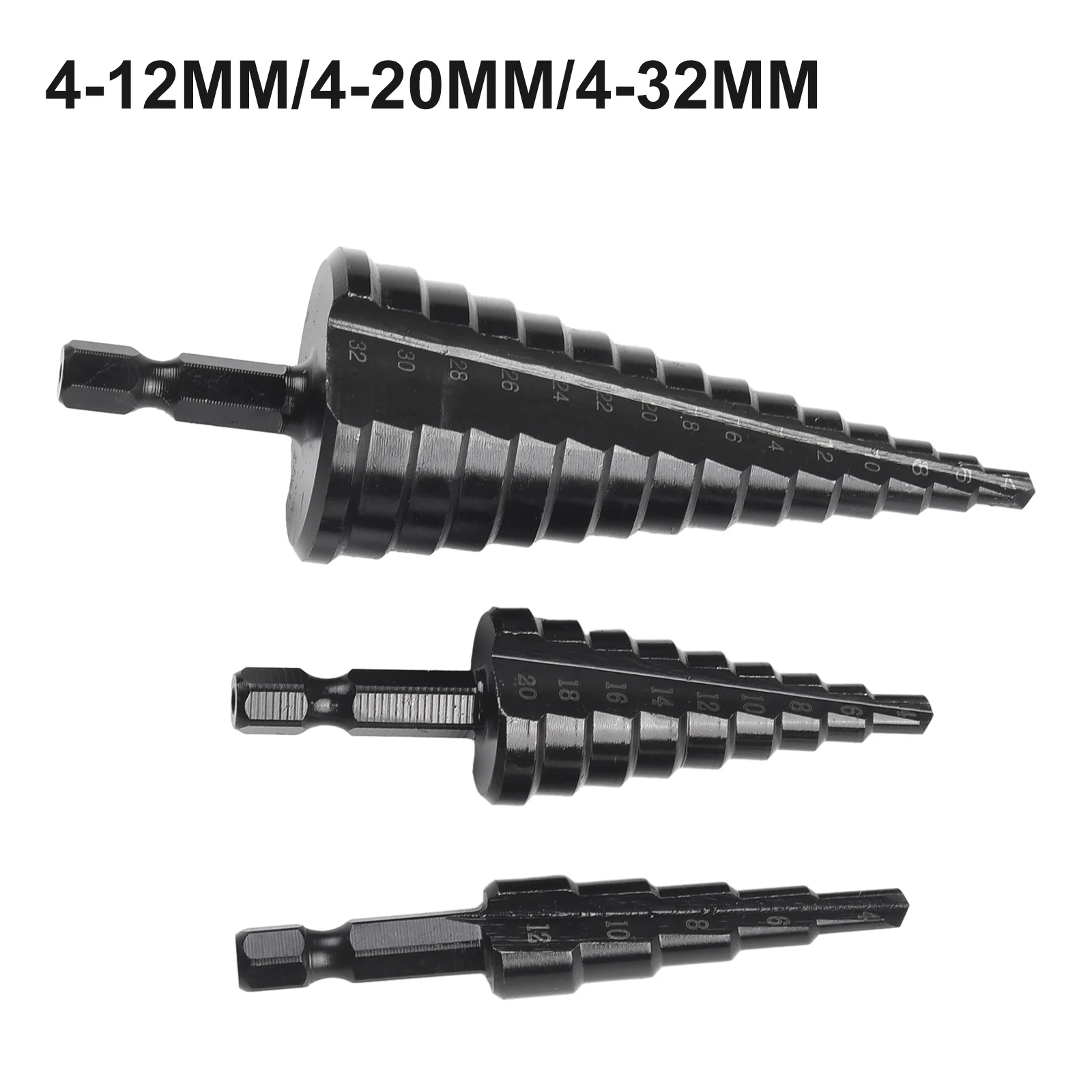 3pcs Step Drill Bit Wood Metal Hole Cutter Nitrogen Coated High Speed Steel Core Drill Bit 4-12 Mm 4-20 Mm 4-32 Mm Power Tools
3pcs Step Drill Bit Wood Metal Hole Cutter Nitrogen Coated High Speed Steel Core Drill Bit 4-12 Mm 4-20 Mm 4-32 Mm Power Tools