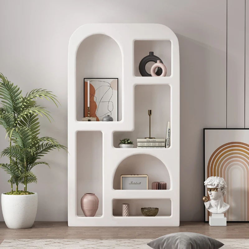 

GY White Display Cabinet Product Display Cabinet Nordic Simple Living Room Arch Cave Storage Curio Cabinet Floor Bookcase