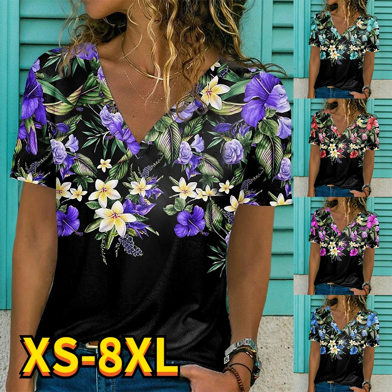 2022 New Fashion Women's T Shirt Flower Bird Patchwork Print V Neck Pullover Basic Tops White / 3D Floral Print Plus Size 8XL
2022 New Fashion Women's T Shirt Flower Bird Patchwork Print V Neck Pullover Basic Tops White / 3D Floral Print Plus Size 8XL