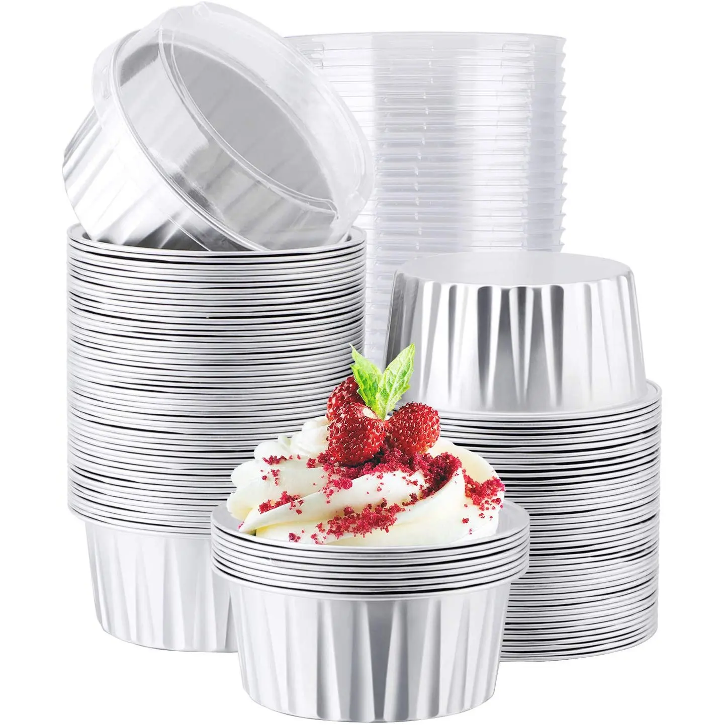 Foil Ramekins with Lids,Aluminum Foil Cupcake Liners,Muffin Liners Cups,Cupcake Baking Cups Holders Cases Boxes Silver
Foil Ramekins with Lids,Aluminum Foil Cupcake Liners,Muffin Liners Cups,Cupcake Baking Cups Holders Cases Boxes Silver