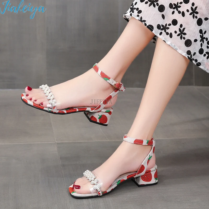 Sweet New Ladies Sandals Strawberry Ladies Inlaid Pearl Transparent Women's Shoes Shoes for Women Sandals Fashion Shoes Open Toe
Sweet New Ladies Sandals Strawberry Ladies Inlaid Pearl Transparent Women's Shoes Shoes for Women Sandals Fashion Shoes Open Toe