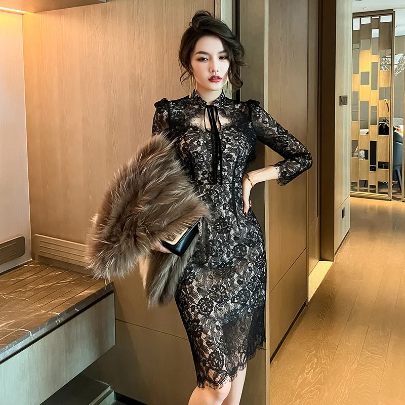 Autumn 2023 New Women's Clothing Design Sense Hollow Lace-up Slim-fit Slim-fit Lace Dress 9559
Autumn 2023 New Women's Clothing Design Sense Hollow Lace-up Slim-fit Slim-fit Lace Dress 9559