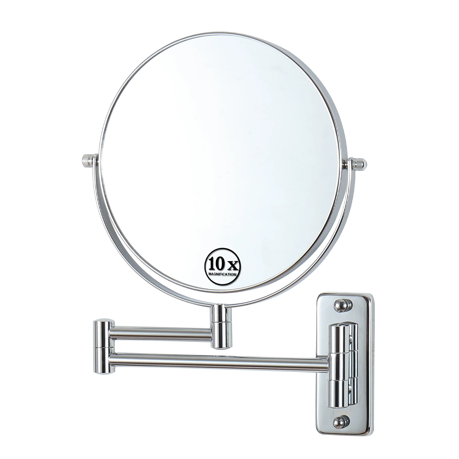 10x Magnifying Wall Mounted Makeup Mirror, Adjustable Height Double-Sided Mirrors for Bathroom Vanity, Round Shape Chrome Finis 
10x Magnifying Wall Mounted Makeup Mirror, Adjustable Height Double-Sided Mirrors for Bathroom Vanity, Round Shape Chrome Finis