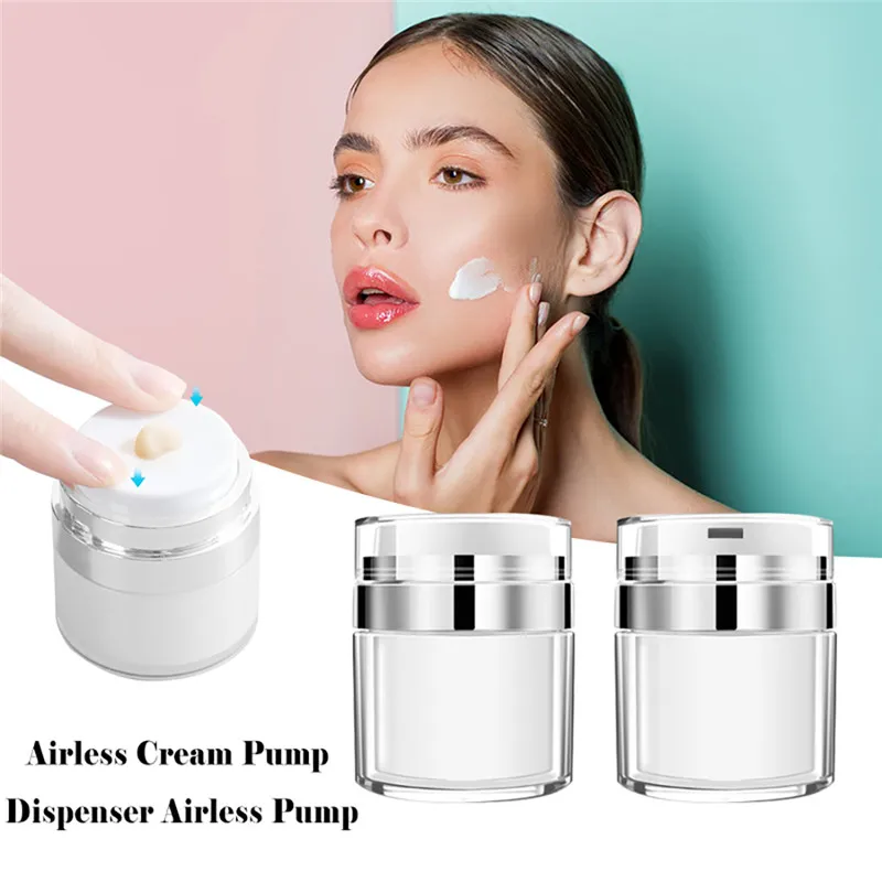 

Empty Airless Pump Jar Refillable Creams Gels Lotions Dispenser Travel Leak Proof Cosmetic Container Vacuum Bottle