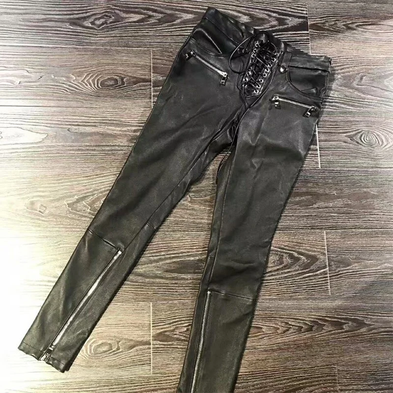 Women's leather pencil pants, legitimate leather pencil pants, with zipper, elastic and fine
Women's leather pencil pants, legitimate leather pencil pants, with zipper, elastic and fine
