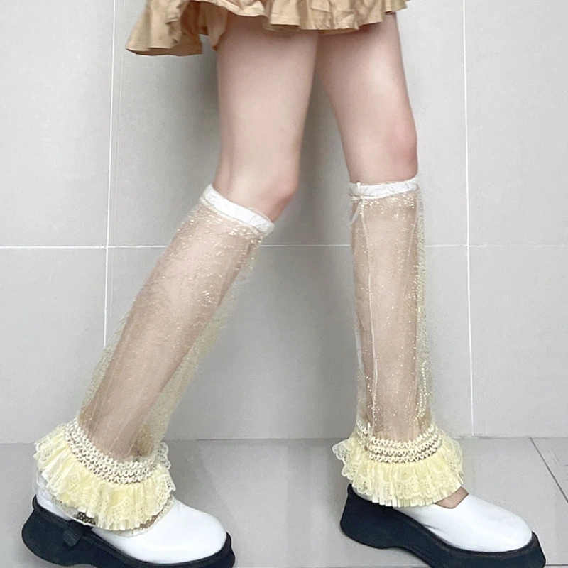 

Японские летние кружевные носки до середины икры, тонкие дышащие женские трубки Y2k, популярные аксессуары от комаров для девушек