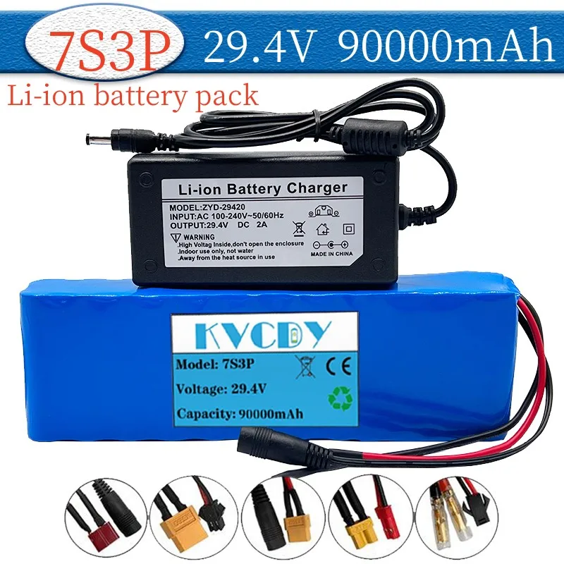 29.4V 90000mAh 7S3P 18650 rechargeable battery Lithium battery 24V 90Ah Electric bicycle Moped electric lithium ion battery pack
29.4V 90000mAh 7S3P 18650 rechargeable battery Lithium battery 24V 90Ah Electric bicycle Moped electric lithium ion battery pack