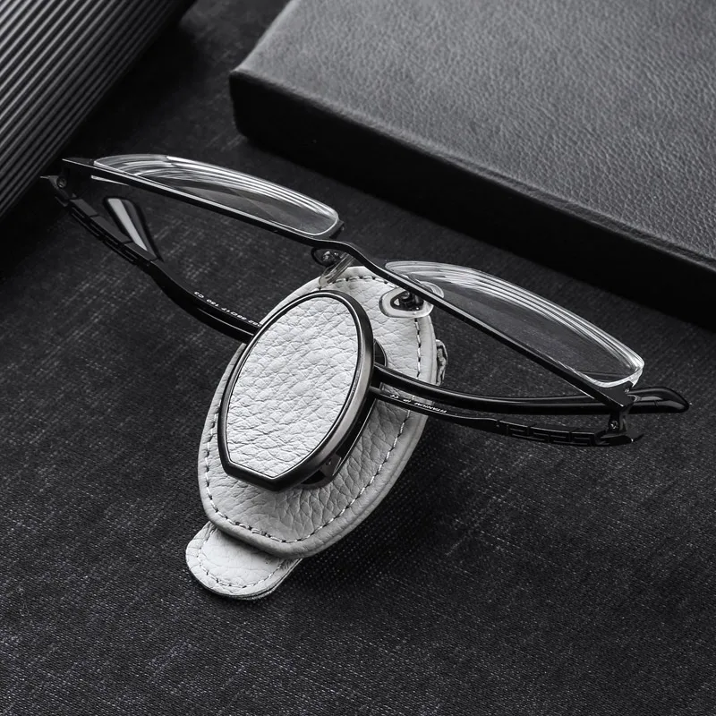 

Multifunctional Car Eyeglass Clips Eyeglasses Frame Leather Metal Car Visor Storage Box Car Sunglasses Clips Interior Accessorie