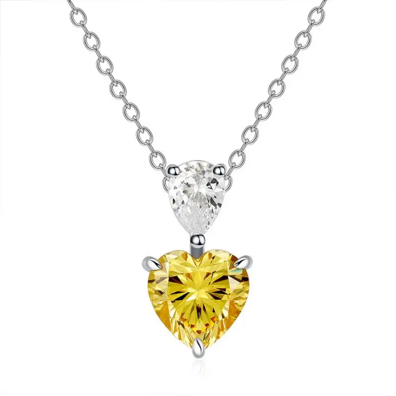 Wholesale 100% 925 Sterling Silver Green Emerald Yellow Heart Shape Pendant Necklace For Women Party Fine Jewelry
Wholesale 100% 925 Sterling Silver Green Emerald Yellow Heart Shape Pendant Necklace For Women Party Fine Jewelry