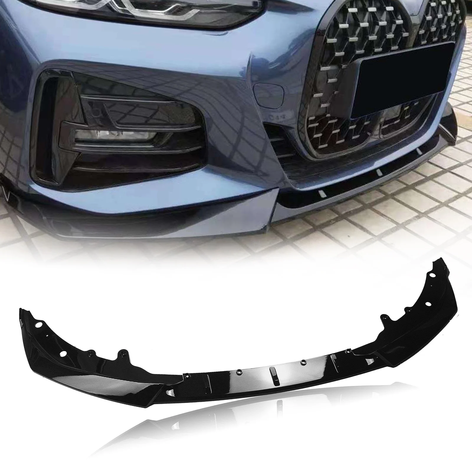 

Front Bumper Spoiler Lip For BMW 4 Series G22 G23 430i M440i 2021+ Coupe Glossy Black Lower Splitter Guard Plate