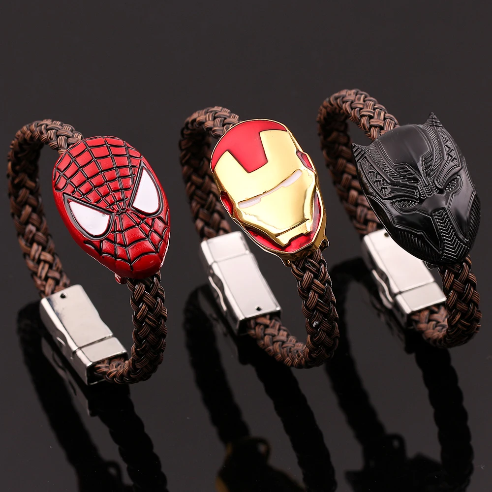Marvel Superhero Iron Man Bracelet The Avengers Spider Man Black Panther Handmade Woven Leather Accessories Bracelet Toy Gift
Marvel Superhero Iron Man Bracelet The Avengers Spider Man Black Panther Handmade Woven Leather Accessories Bracelet Toy Gift