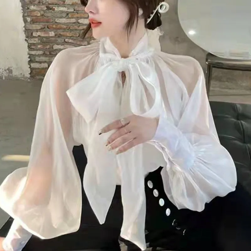 Spring Women's Satin Blouse Fashion Big Bow Shirts Casual Puff Sleeve Blusas Female Solid Baggy Tunic Oversized Chemise
Spring Women's Satin Blouse Fashion Big Bow Shirts Casual Puff Sleeve Blusas Female Solid Baggy Tunic Oversized Chemise