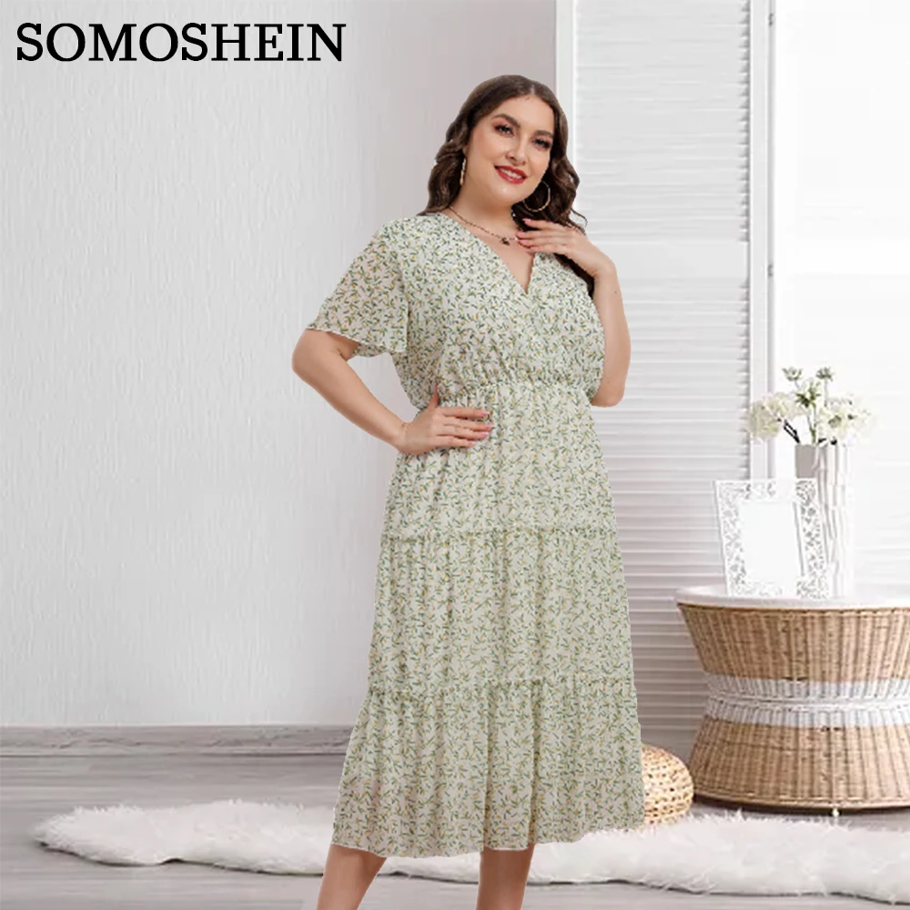 SOMOSHEIN Plus Size Women Clothing Fashion Floral V-Neck Loose High Waist Birthday Party Evening Dress Wholesale Dropshipping
SOMOSHEIN Plus Size Women Clothing Fashion Floral V-Neck Loose High Waist Birthday Party Evening Dress Wholesale Dropshipping