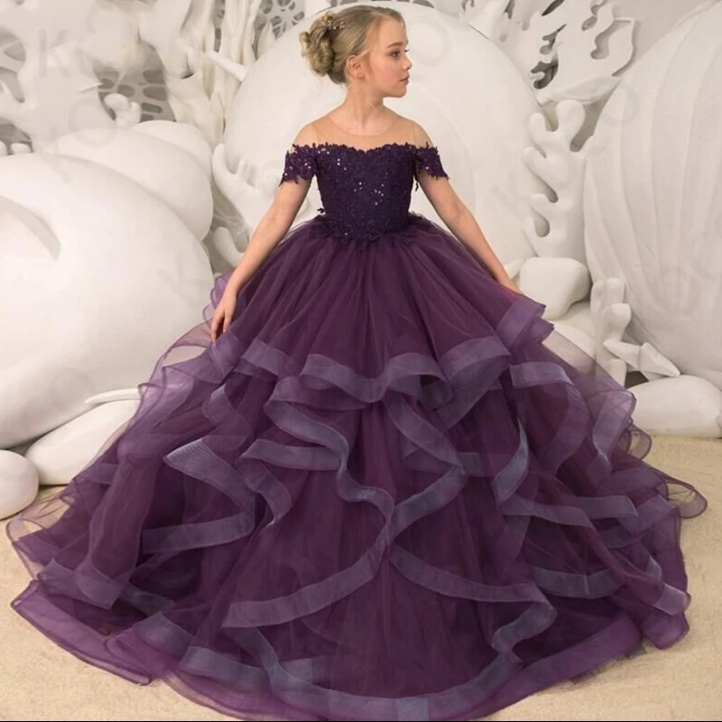 Flower Girl Dresses Purple Tulle Puffy Layered Appliques Sleeveless For Wedding Birthday Party Banquet Princess Gowns
Flower Girl Dresses Purple Tulle Puffy Layered Appliques Sleeveless For Wedding Birthday Party Banquet Princess Gowns