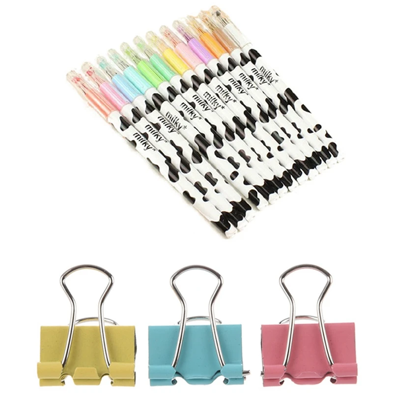 60 Pcs Assorted Office Organize Mini Metal Binder Clips 15Mm & 12 Pcs Gel Pen Tiny Milk Cow Pen School Stationery
60 Pcs Assorted Office Organize Mini Metal Binder Clips 15Mm & 12 Pcs Gel Pen Tiny Milk Cow Pen School Stationery