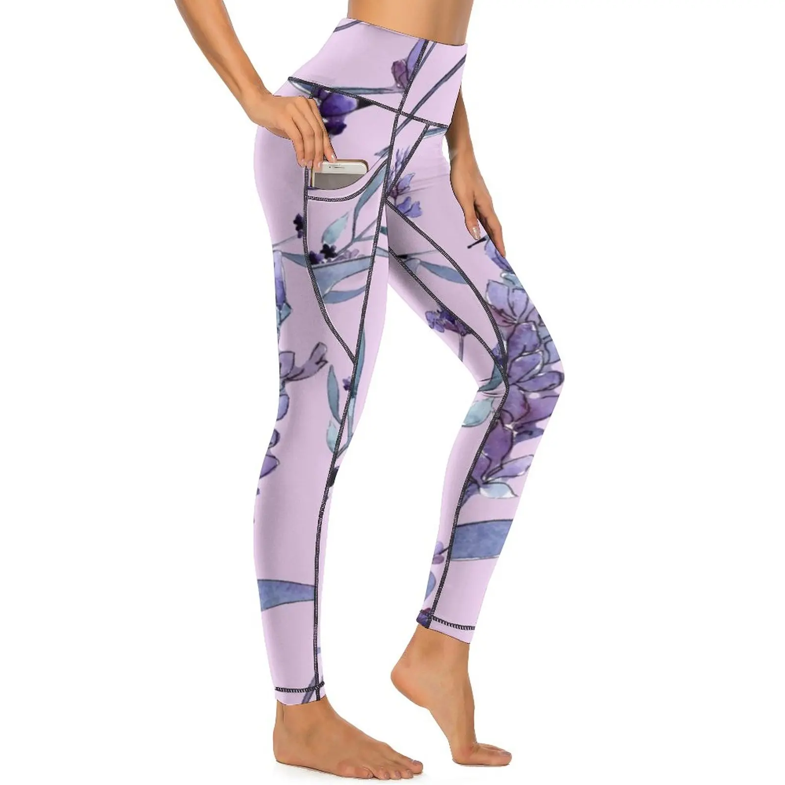 

Violet Lavender Yoga Pants Sexy Purple Floral Print Custom Leggings High Waist Gym Leggins Aesthetic Quick-Dry Sports Tights