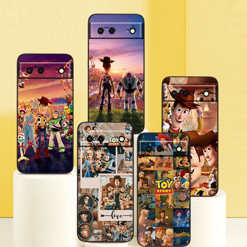 

Disney Toy Story Cartoon Phone Case For Google Pixel 7 6 Pro 6A 5A 5 4 4A XL 5G Black Shell Soft Cover Fundas Coque Capa