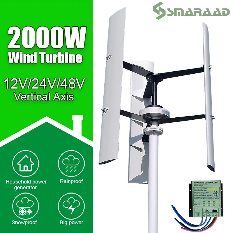 2000W Vertical Axis Permanent Magnet Maglev Wind Turbine Generator 24V 48V With High Efficiency For Home Low Noise Free Energy
2000W Vertical Axis Permanent Magnet Maglev Wind Turbine Generator 24V 48V With High Efficiency For Home Low Noise Free Energy