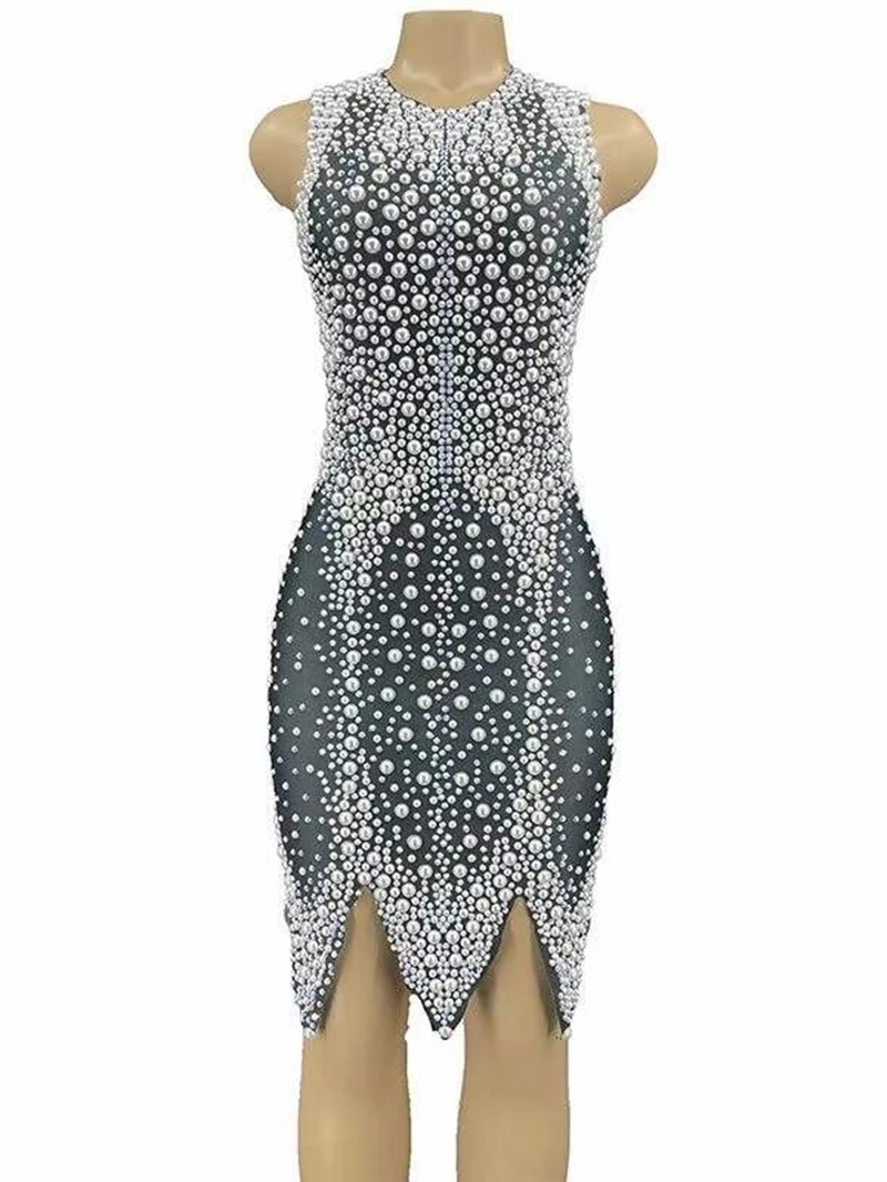 Black Shining Pearls Sleeveless Sexy Women Dress Party Birthday Clubwear On-Stage Entertainers Singer Dance Prom Costumes
Black Shining Pearls Sleeveless Sexy Women Dress Party Birthday Clubwear On-Stage Entertainers Singer Dance Prom Costumes